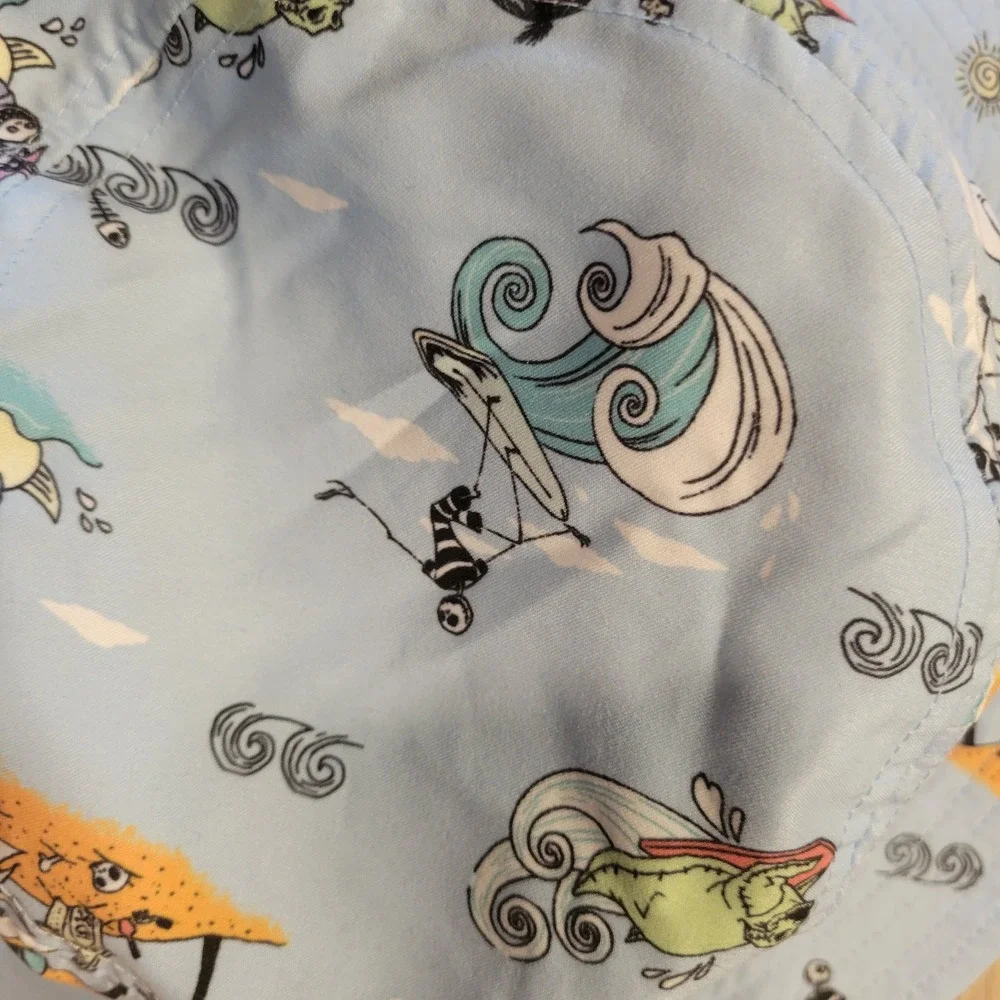 Disney Nightmare Before Christmas Beach Scene Bucket Hat Jack Skellington Blue